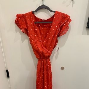 Red Polka Dot Wrap Dress